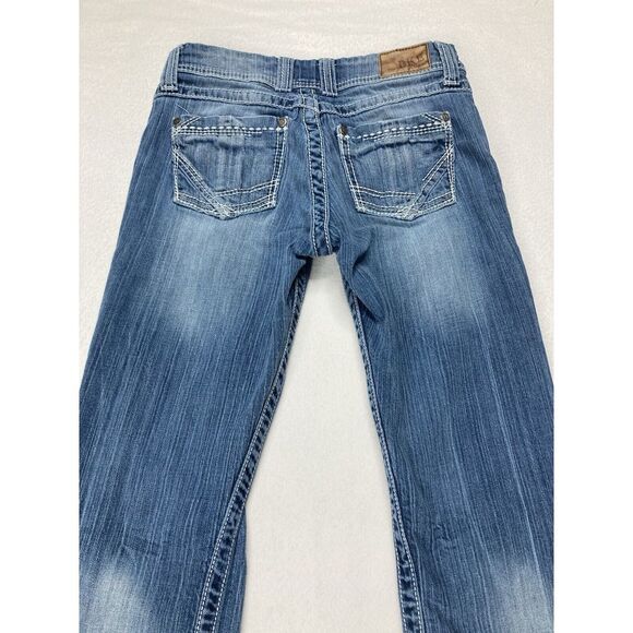 BKE Blue Culture Distressed Y2K Low Rise Bootcut Denim Jean Womens 27 R - Picture 9 of 11